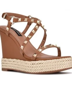 Nine West Harte Studded Espadrille Wedge Sandals Weave Got You