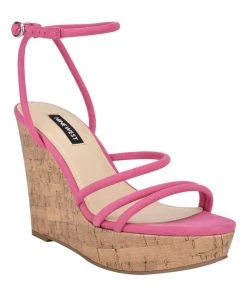 Nine West Lace It Up Havi Ankle Wrap Cork Wedge Sandals