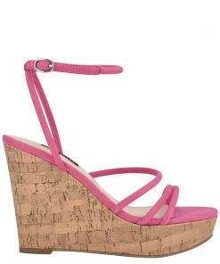 Nine West Lace It Up Havi Ankle Wrap Cork Wedge Sandals
