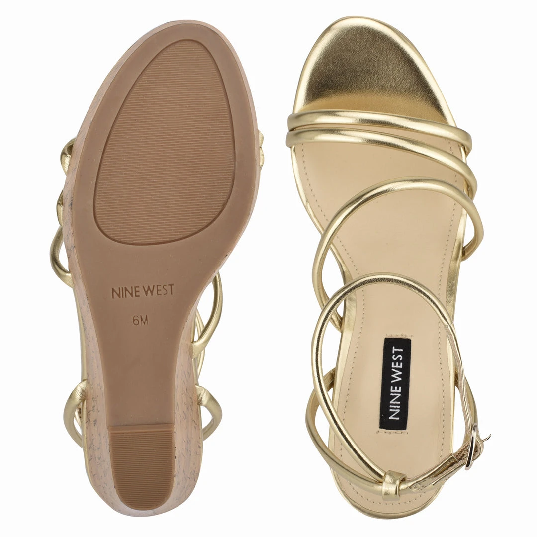Nine West Havi Ankle Wrap Cork Wedge Sandals 7 Nine West Havi Ankle Wrap Cork Wedge Sandals