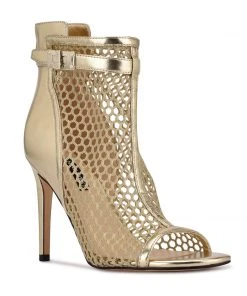 Nine West Ididit Mesh Peep Toe Booties Metallic Mindset