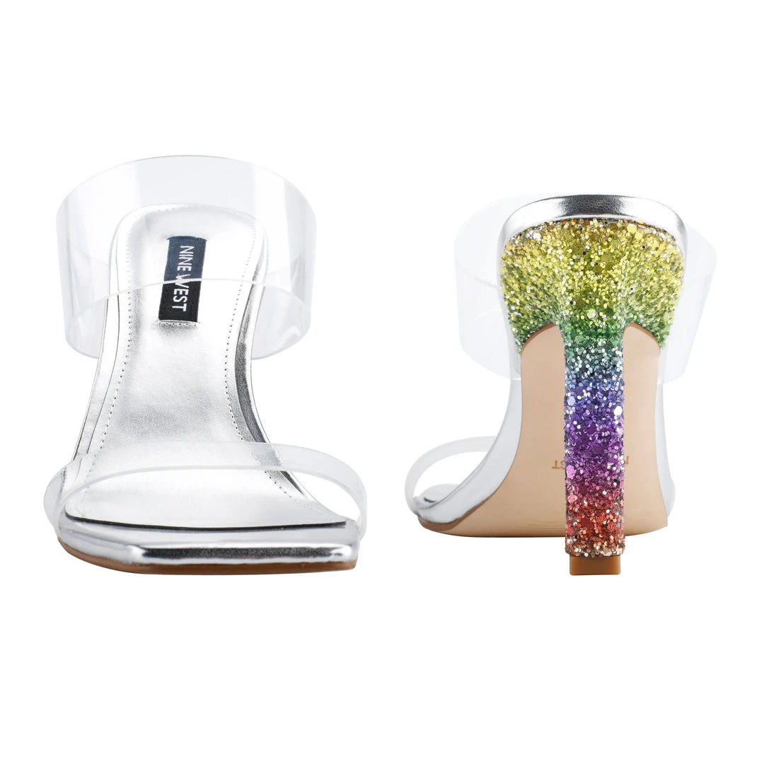 Nine West Color Pop Instaa Heeled Slide Sandals 6 Nine West Color Pop Instaa Heeled Slide Sandals