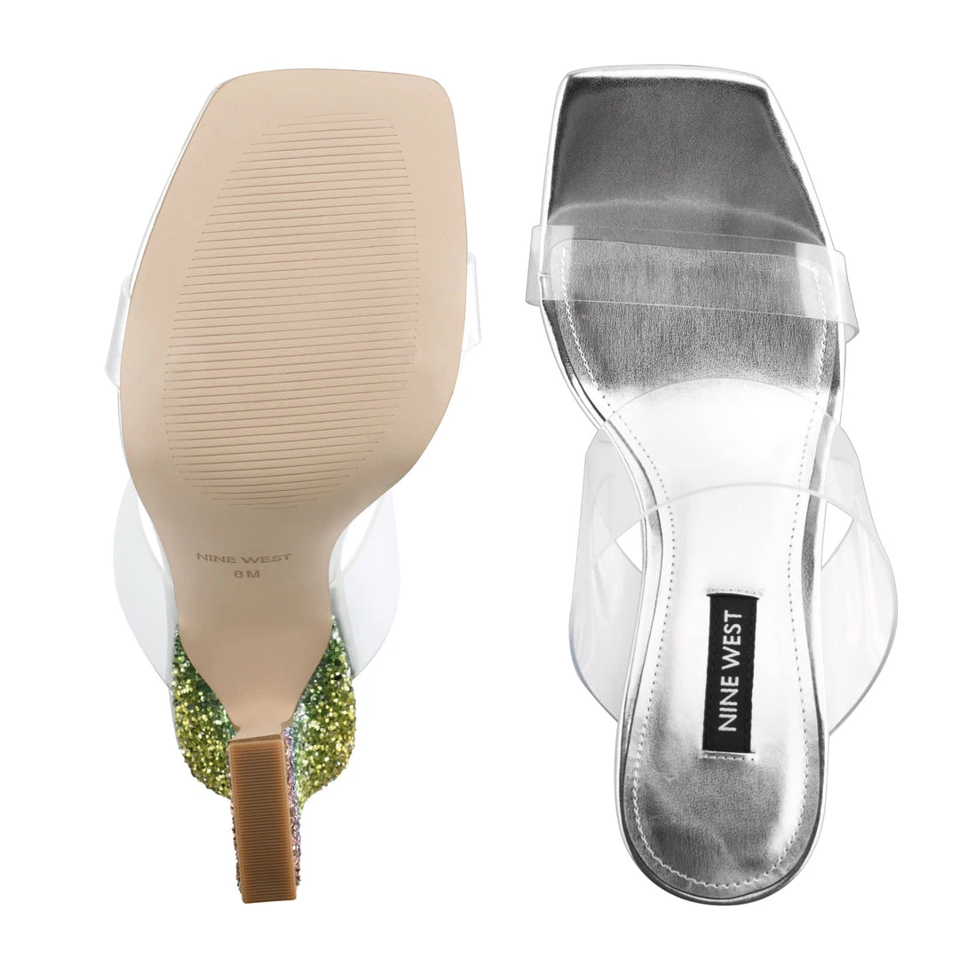 Nine West Color Pop Instaa Heeled Slide Sandals 7 Nine West Color Pop Instaa Heeled Slide Sandals