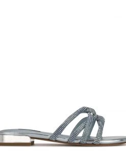 Nine West Iria Dress Slide Sandals Metallic Mindset