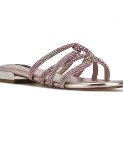 Nine West Iria Dress Slide Sandals Metallic Mindset