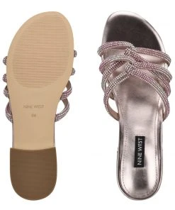 Nine West Iria Dress Slide Sandals Metallic Mindset