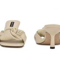 Nine West Knot Heeled Slide Sandals Weave Got You