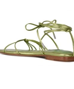 Nine West Lace It Up Minus Ankle Wrap Flat Sandals 9 Nine West Lace It Up Minus Ankle Wrap Flat Sandals