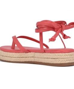 Nine West Lace It Up Monee Ankle Wrap Flat Sandals 9 Nine West Lace It Up Monee Ankle Wrap Flat Sandals