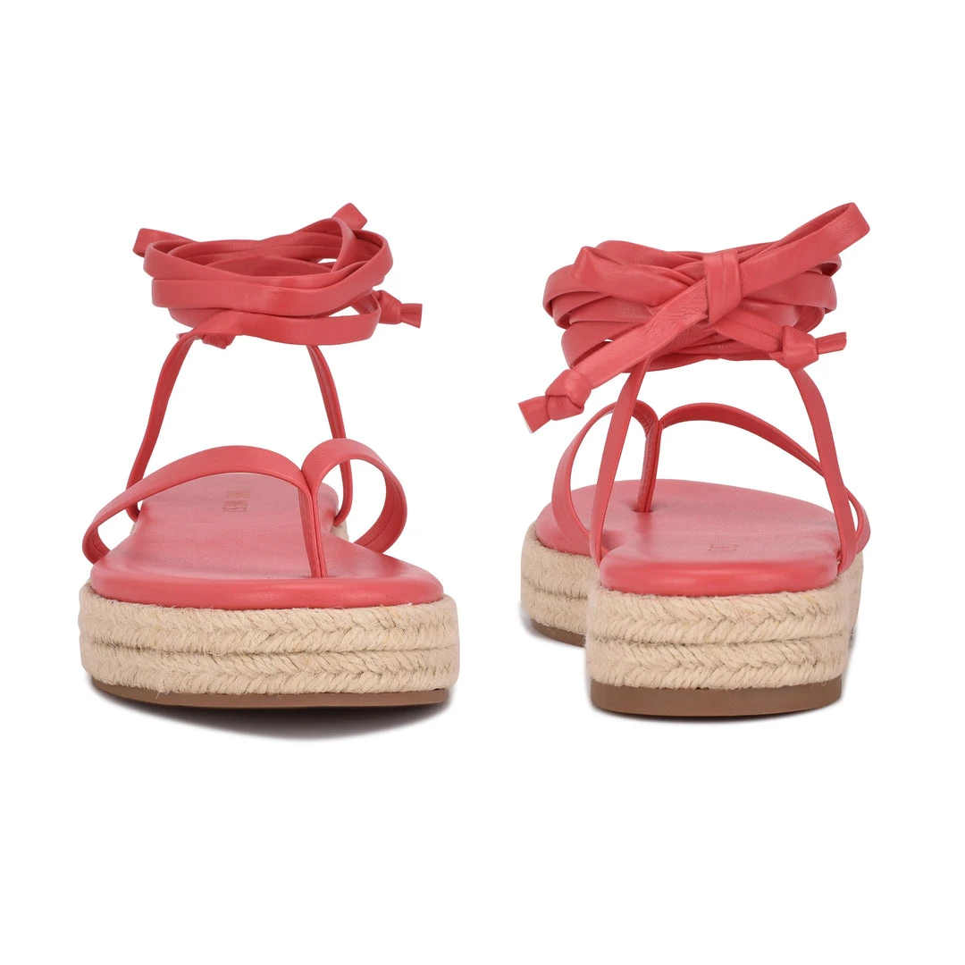 Nine West Lace It Up Monee Ankle Wrap Flat Sandals 6 Nine West Lace It Up Monee Ankle Wrap Flat Sandals