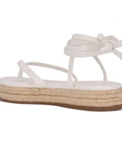 Nine West Monee Ankle Wrap Flat Sandals 9 Nine West Monee Ankle Wrap Flat Sandals