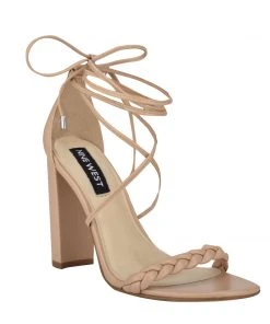 Nine West Lace It Up Monikka Ankle Wrap Heeled Sandal 8 Nine West Lace It Up Monikka Ankle Wrap Heeled Sandal