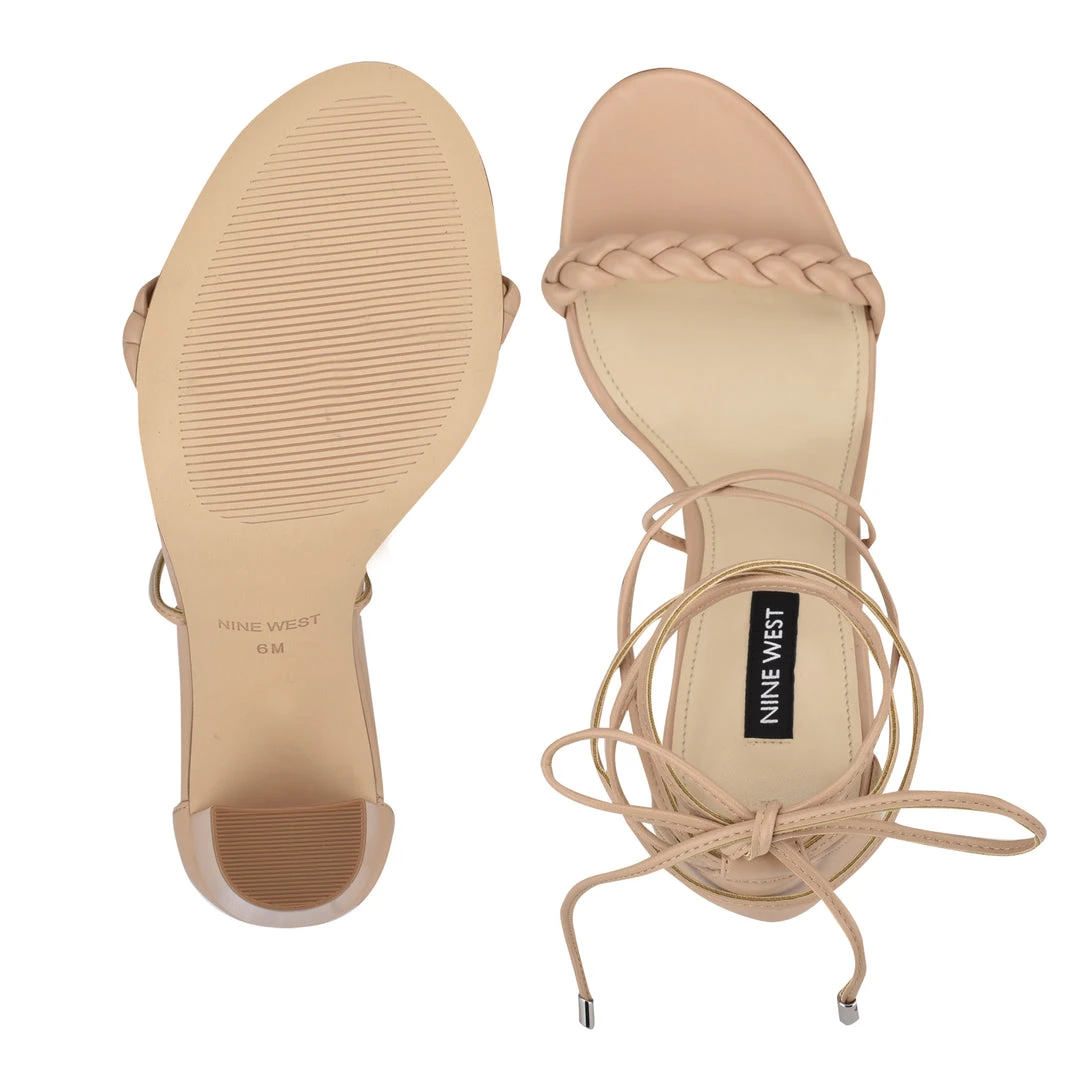 Nine West Lace It Up Monikka Ankle Wrap Heeled Sandal 7 Nine West Lace It Up Monikka Ankle Wrap Heeled Sandal