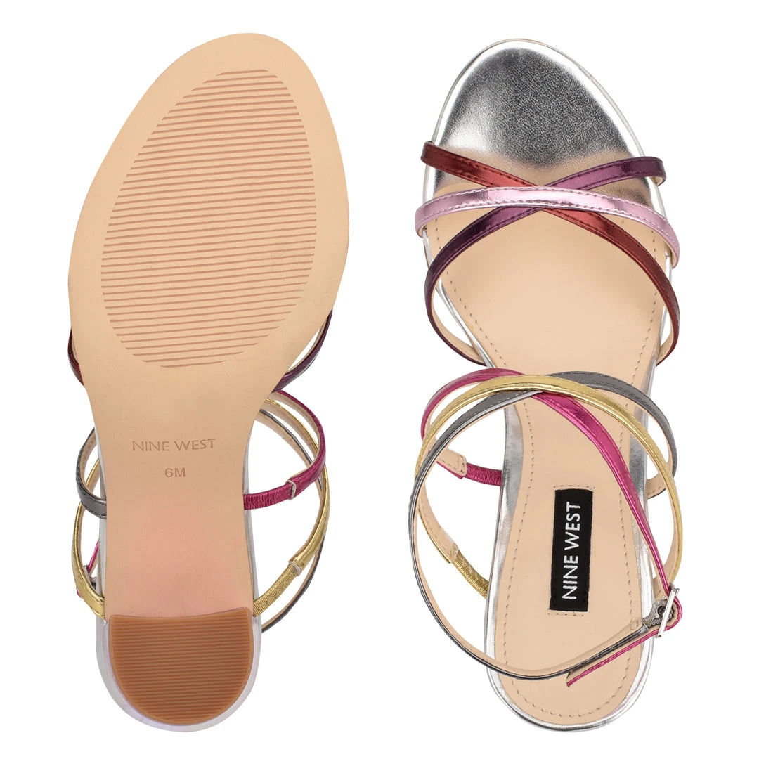 Nine West Obvi Ankle Strap Dress Sandals Metallic Mindset 8 Nine West Obvi Ankle Strap Dress Sandals Metallic Mindset