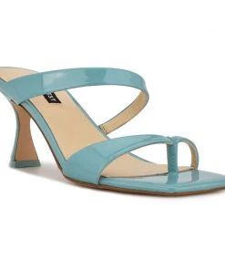 Nine West Color Pop Padma Heeled Slide Sandals 8 Nine West Color Pop Padma Heeled Slide Sandals