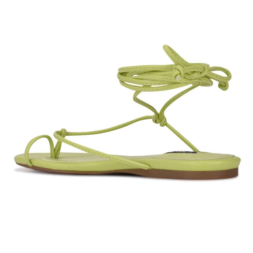 Nine West Lace It Up Pansie Ankle Wrap Flat Sandals 5 Nine West Lace It Up Pansie Ankle Wrap Flat Sandals