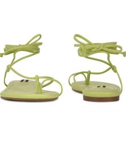 Nine West Lace It Up Pansie Ankle Wrap Flat Sandals 10 Nine West Lace It Up Pansie Ankle Wrap Flat Sandals