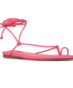 Nine West Pansie Ankle Wrap Flat Sandals Lace It Up