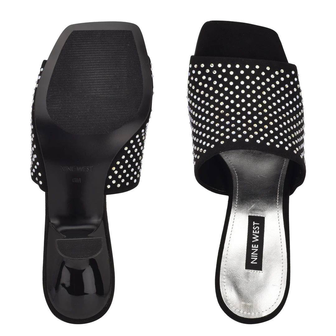 Nine West Heel Appeal Partie Heeled Slide Sandals 7 Nine West Heel Appeal Partie Heeled Slide Sandals