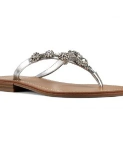 Nine West Perfect Flat Slide Sandals Metallic Mindset
