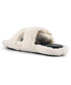 Nine West Plush Cozy Flat Slide Sandals