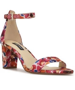 Nine West Pruce Ankle Strap Block Heel Sandals Shoes