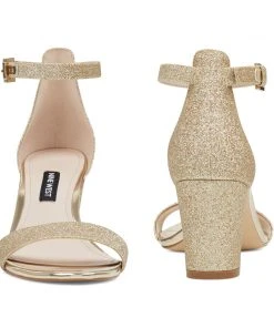 Nine West Metallic Mindset Pruce Ankle Strap Block Heel Sandals