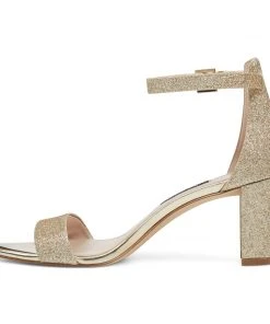 Nine West Metallic Mindset Pruce Ankle Strap Block Heel Sandals