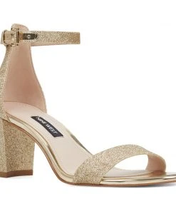 Nine West Metallic Mindset Pruce Ankle Strap Block Heel Sandals