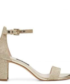 Nine West Metallic Mindset Pruce Ankle Strap Block Heel Sandals