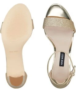 Nine West Metallic Mindset Pruce Ankle Strap Block Heel Sandals