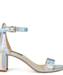 Nine West Metallic Mindset Pruce Ankle Strap Block Heel Sandals
