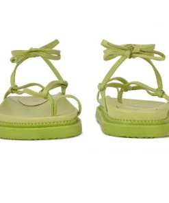 Nine West Sarest Ankle Wrap Flat Sandals 10 Nine West Sarest Ankle Wrap Flat Sandals