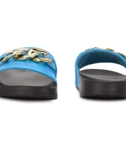Nine West Color Pop Slinks Flat Slide Sandals 10 Nine West Color Pop Slinks Flat Slide Sandals