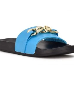 Nine West Color Pop Slinks Flat Slide Sandals 8 Nine West Color Pop Slinks Flat Slide Sandals