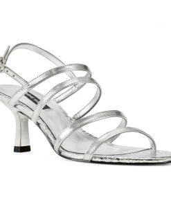 Nine West Smooth Heeled Strappy Sandals Metallic Mindset