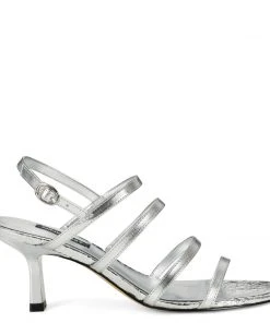 Nine West Smooth Heeled Strappy Sandals Metallic Mindset
