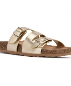 Nine West Sommie Flat Slide Sandals Metallic Mindset
