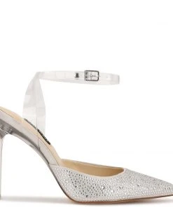 Nine West Sparkel Ankle Strap Pumps In The Clear