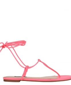 Nine West Lace It Up Tella Ankle Wrap Flat Sandals