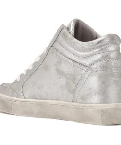 Nine West Tons High Top Hidden Wedge Sneakers Metallic Mindset
