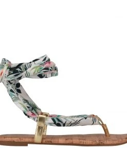 Nine West Lace It Up Trap Ankle Wrap Flat Sandals