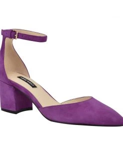 Nine West Heels Trini Ankle Strap Block Heel Pumps