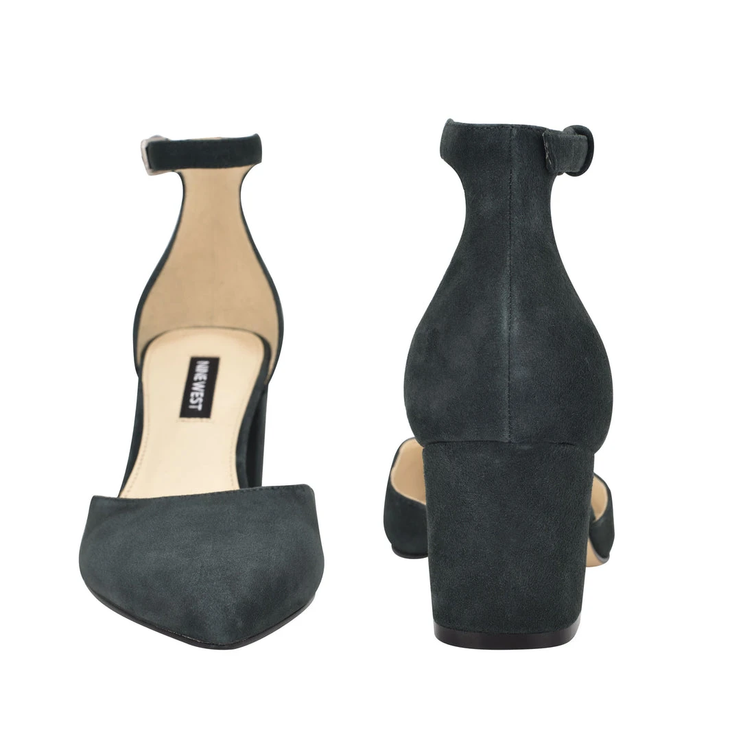 Nine West Heels Trini Ankle Strap Block Heel Pumps 7 Nine West Heels Trini Ankle Strap Block Heel Pumps