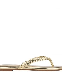 Nine West Metallic Mindset Wantit Flat Slide Sandals