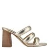Nine West Yeat Heeled Slide Sandals Metallic Mindset