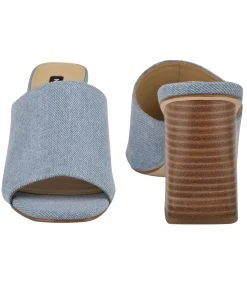 Nine West Heels Yuna Heeled Slide Sandals 10 Nine West Heels Yuna Heeled Slide Sandals