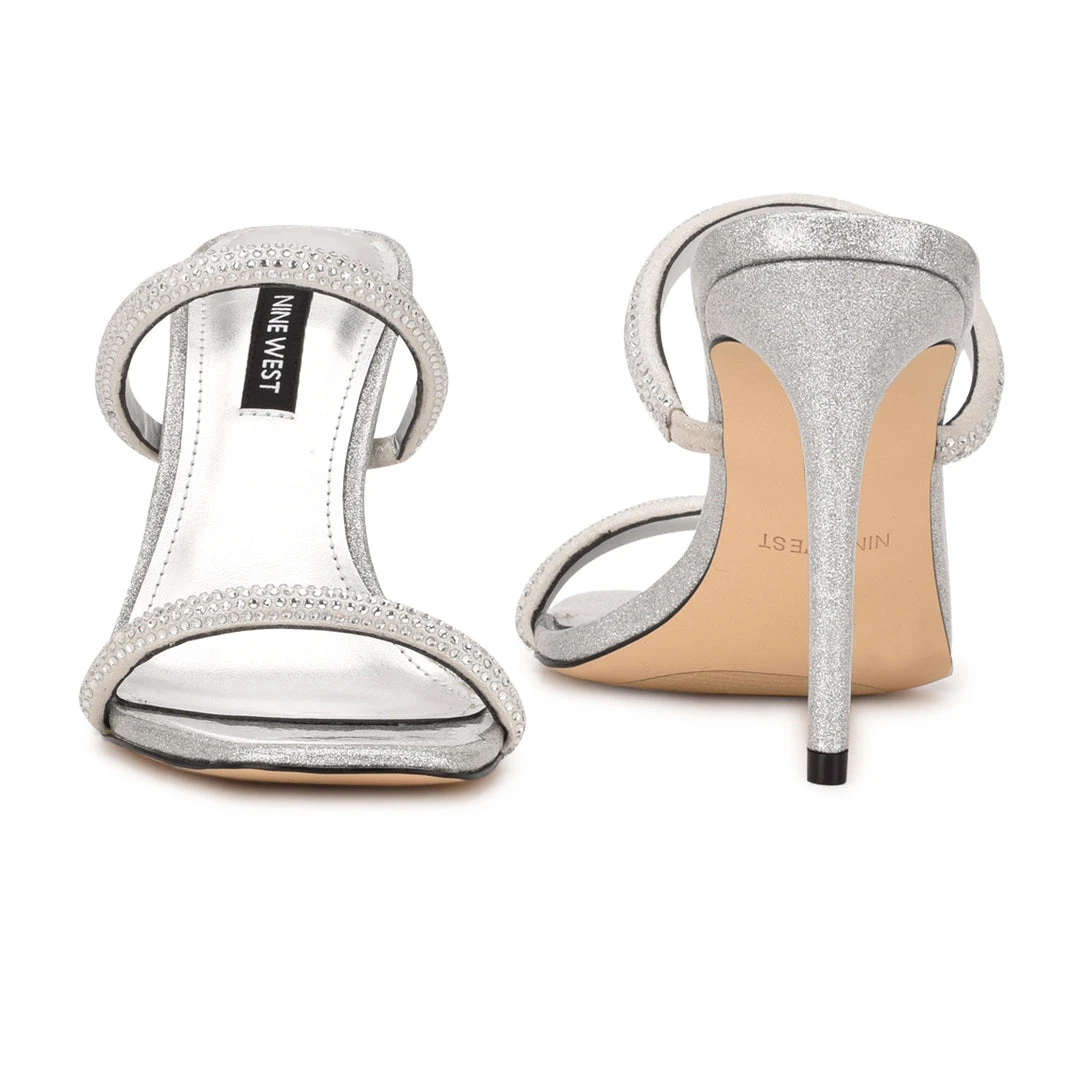 Nine West Zarleen Heeled Slide Sandals Metallic Mindset 6 Nine West Zarleen Heeled Slide Sandals Metallic Mindset