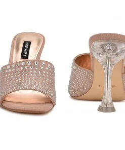 Nine West Heel Appeal Ziptip Rhinestone Heeled Slide Sandals 10 Nine West Heel Appeal Ziptip Rhinestone Heeled Slide Sandals