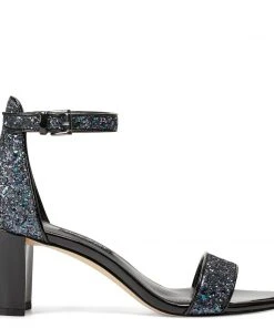 Nine West Pruce Ankle Strap Block Heel Sandals Metallic Mindset